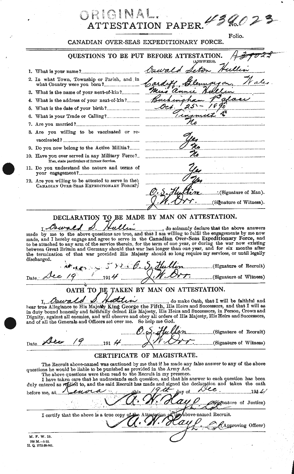 Personnel Records of the First World War - CEF 407084a
