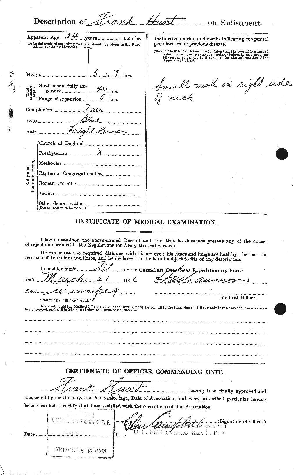 Dossiers du Personnel de la Première Guerre mondiale - CEC 407472b