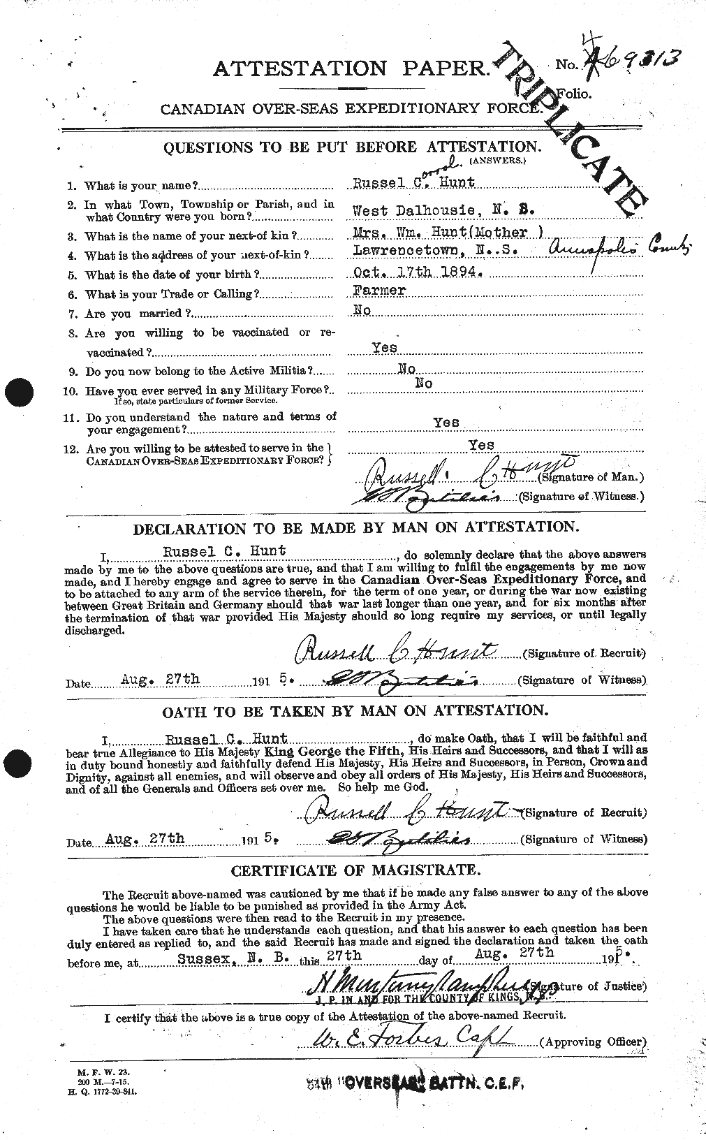 Personnel Records of the First World War - CEF 407742a
