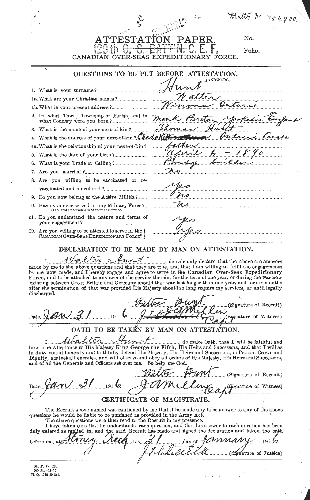 Personnel Records of the First World War - CEF 407801a