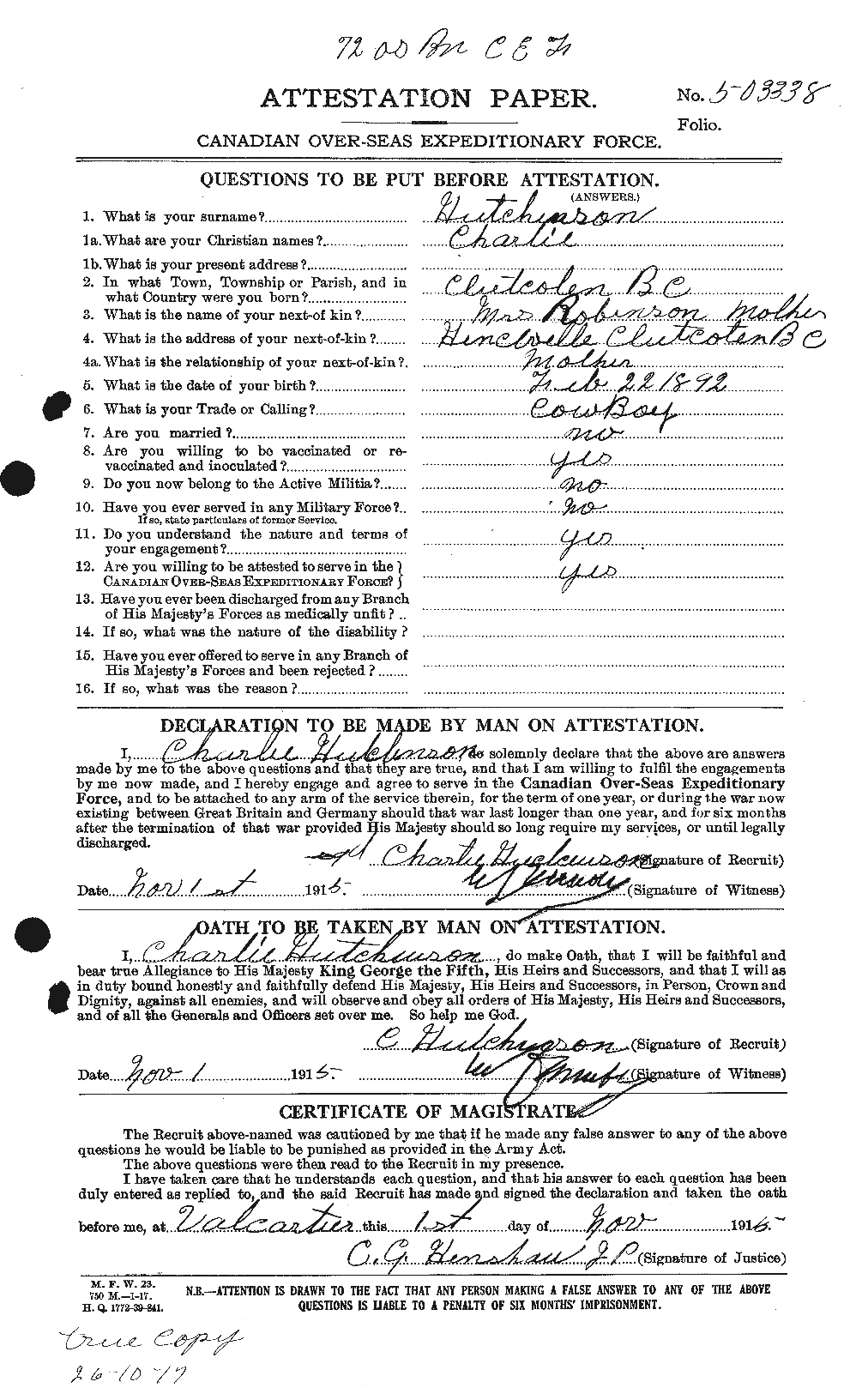 Personnel Records of the First World War - CEF 408147a