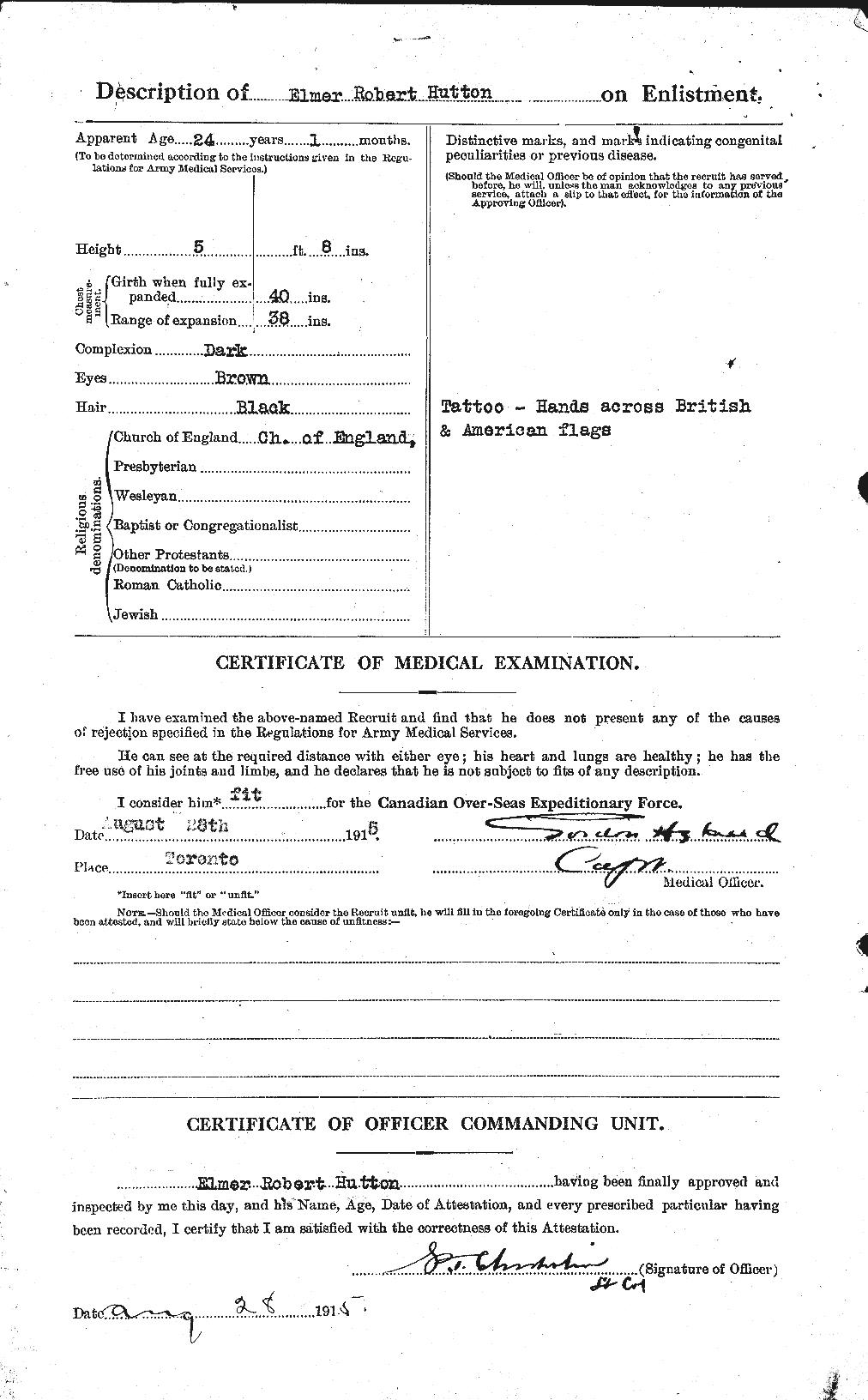 Dossiers du Personnel de la Première Guerre mondiale - CEC 408788b