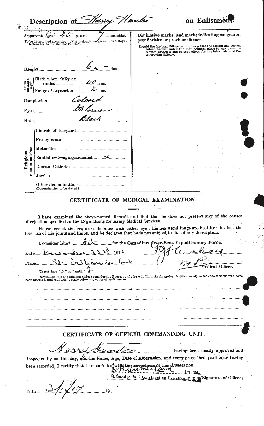 Dossiers du Personnel de la Première Guerre mondiale - CEC 409176b