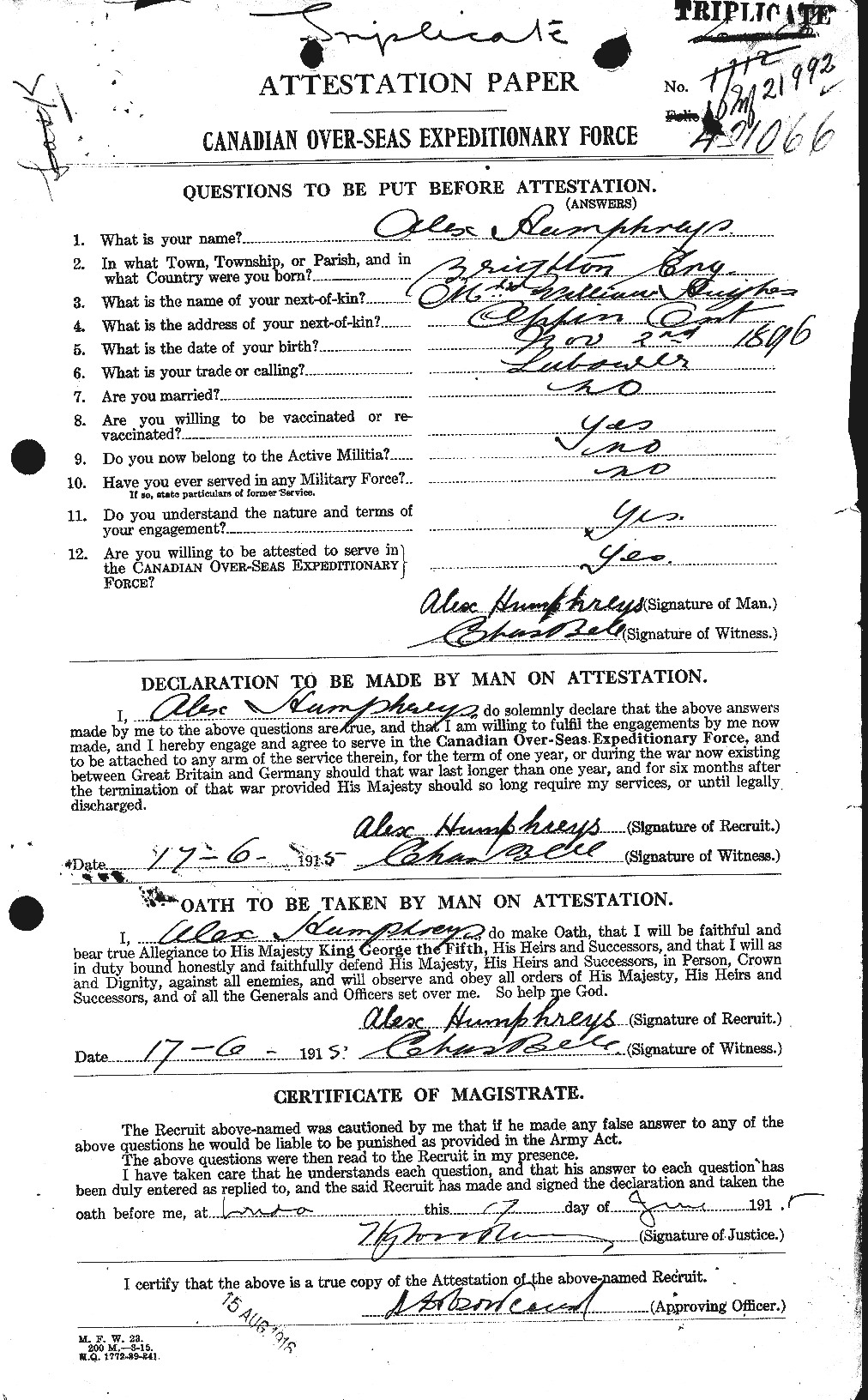 Personnel Records of the First World War - CEF 409465a