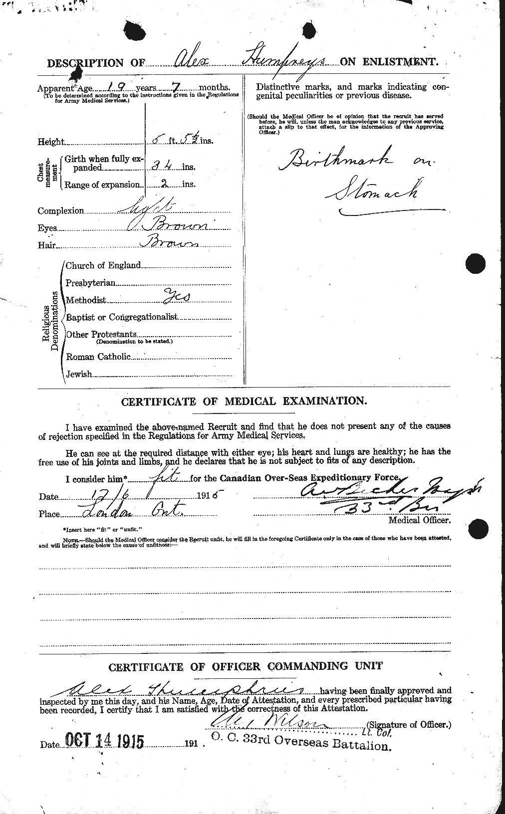 Dossiers du Personnel de la Première Guerre mondiale - CEC 409465b