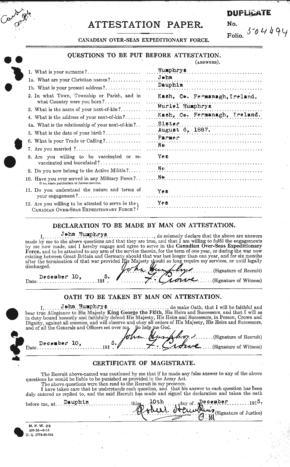 Personnel Records of the First World War - CEF 409659a