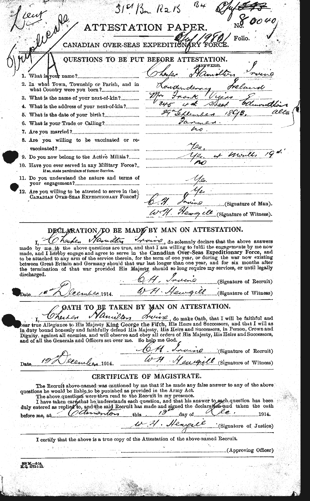 Personnel Records of the First World War - CEF 410419a