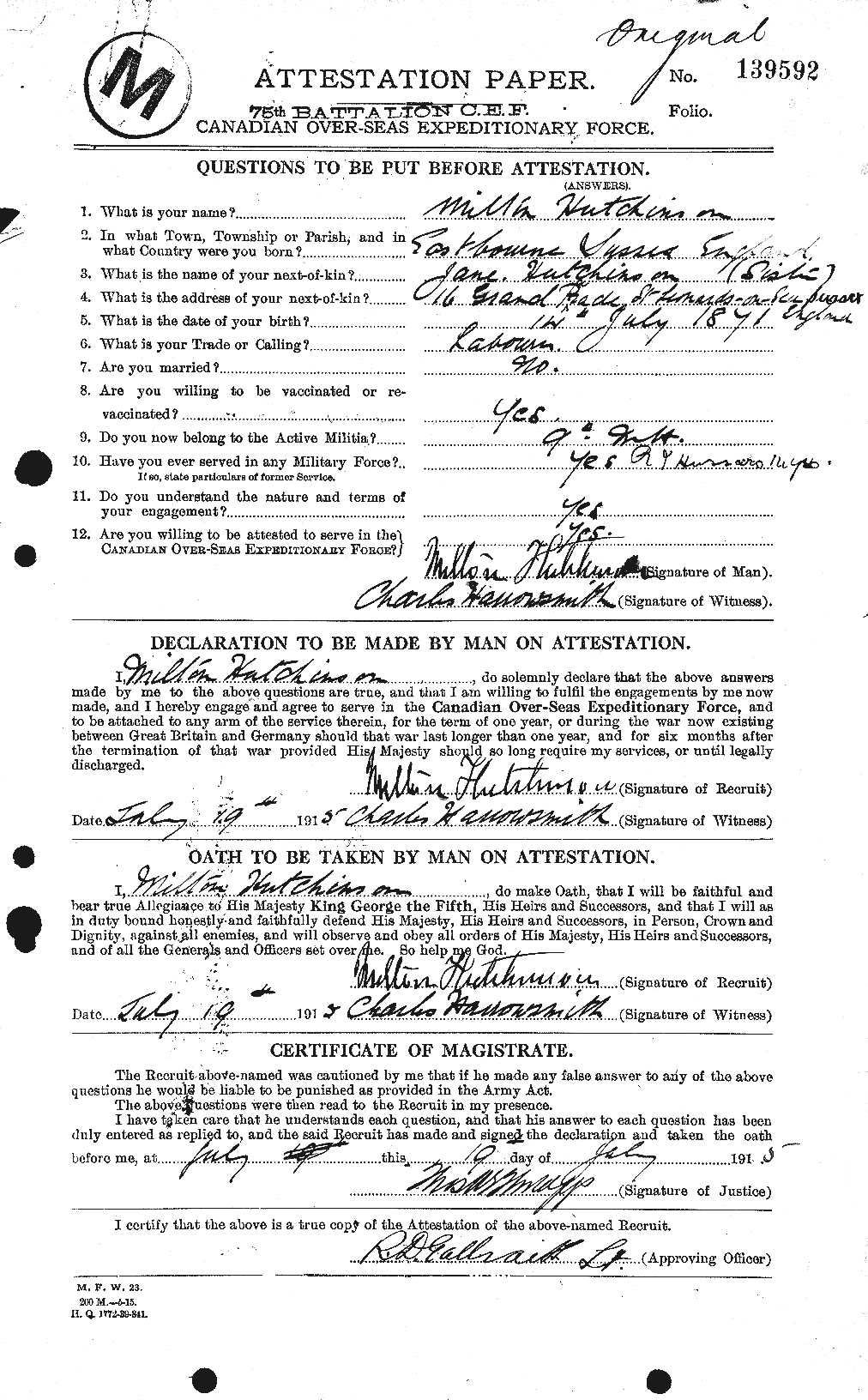 Personnel Records of the First World War - CEF 410733a