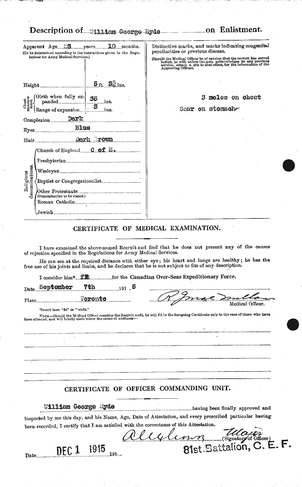 Dossiers du Personnel de la Première Guerre mondiale - CEC 411380b