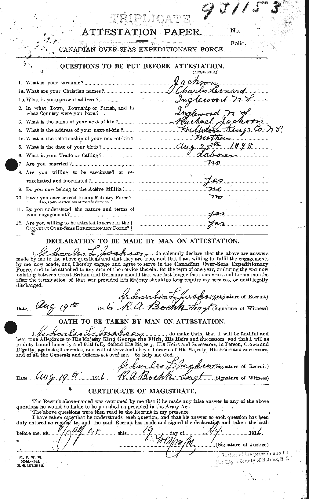Dossiers du Personnel de la Première Guerre mondiale - CEC 411827a