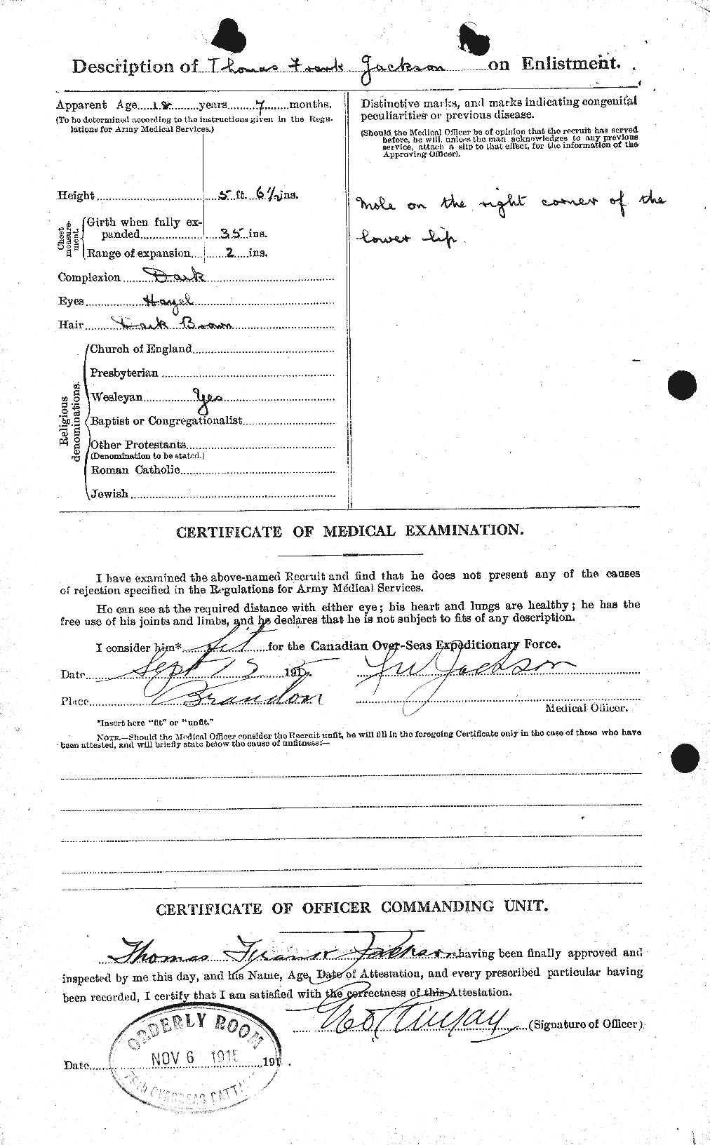 Dossiers du Personnel de la Première Guerre mondiale - CEC 412326b