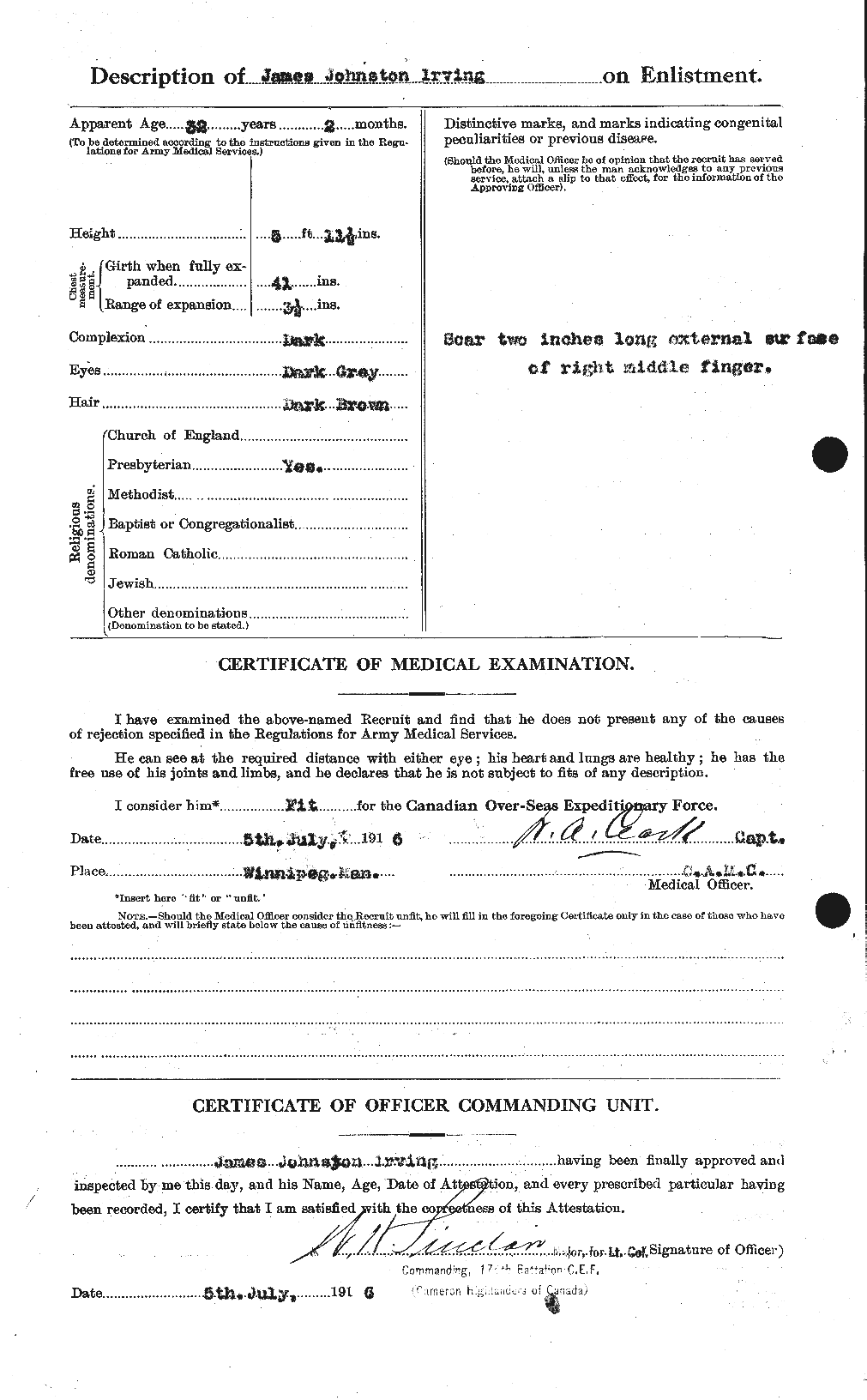 Dossiers du Personnel de la Première Guerre mondiale - CEC 412673b