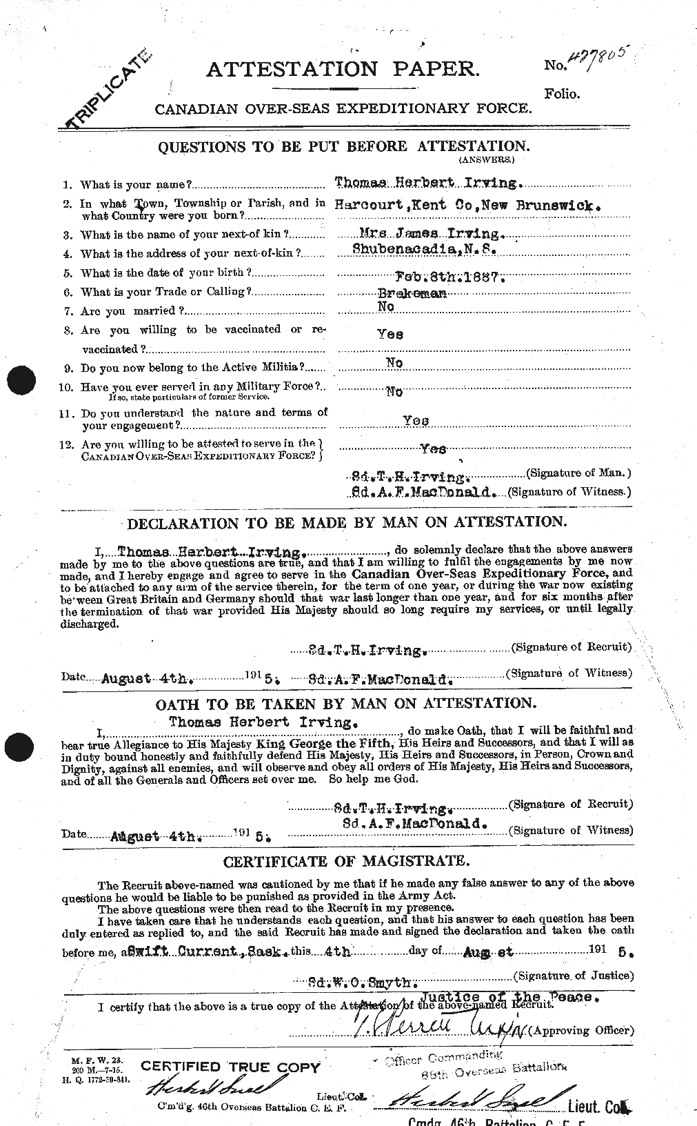 Personnel Records of the First World War - CEF 412730a