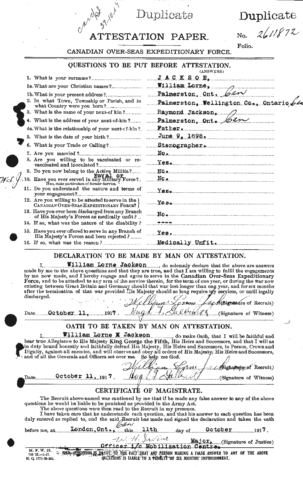 Personnel Records of the First World War - CEF 413031a