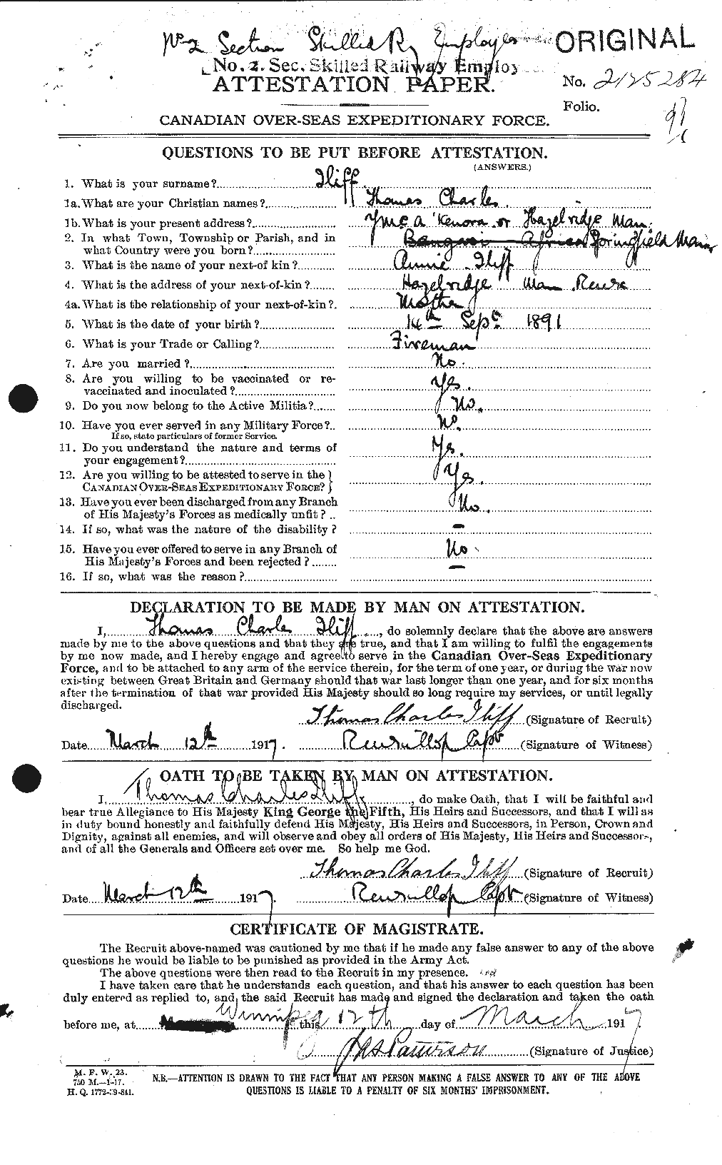 Personnel Records of the First World War - CEF 413256a