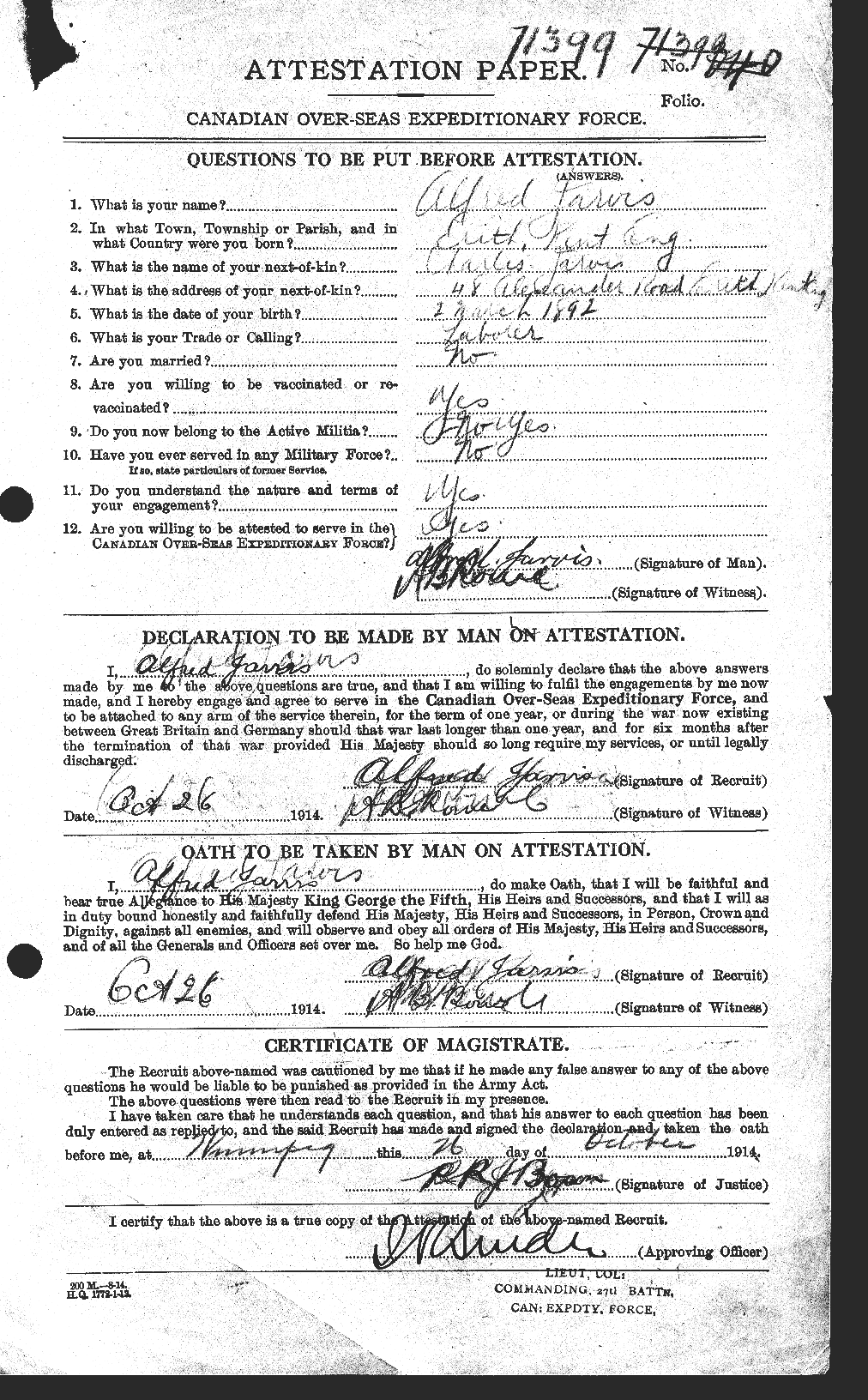 Personnel Records of the First World War - CEF 414633a