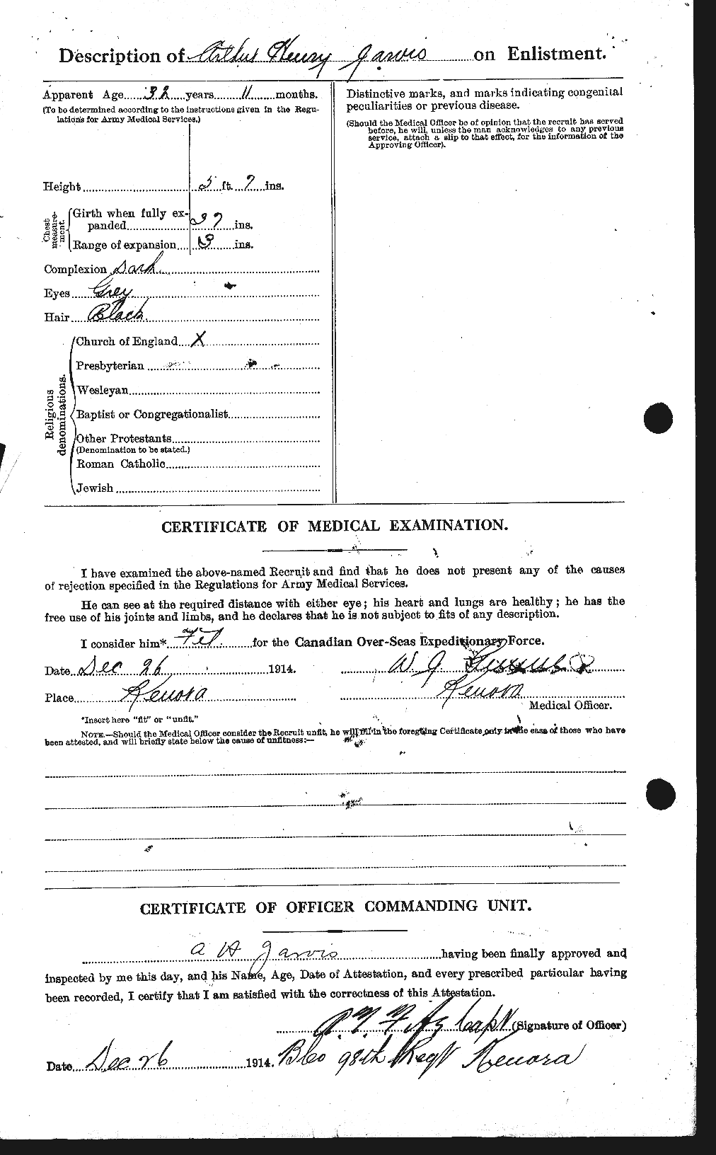 Dossiers du Personnel de la Première Guerre mondiale - CEC 414642b