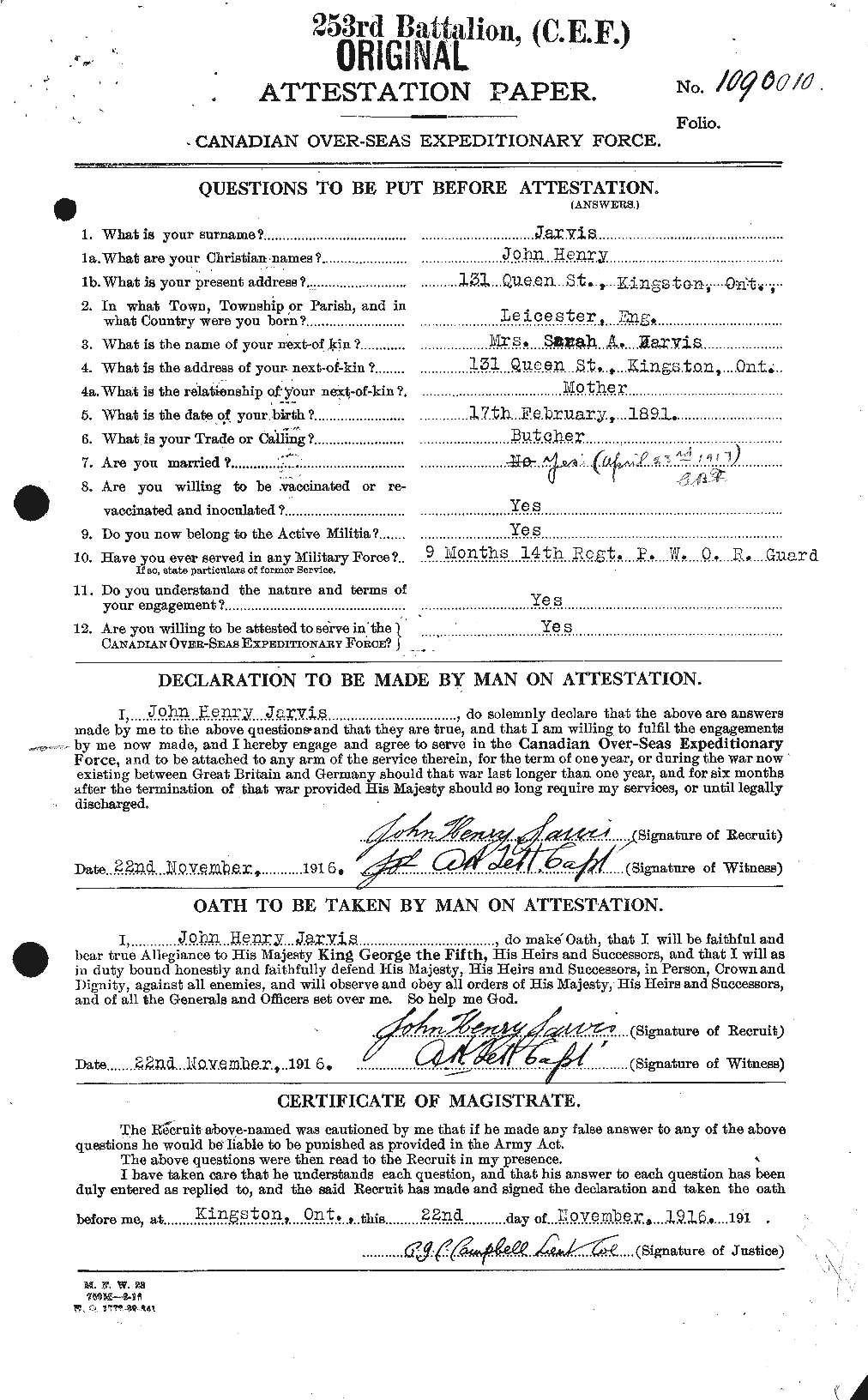 Personnel Records of the First World War - CEF 414761a