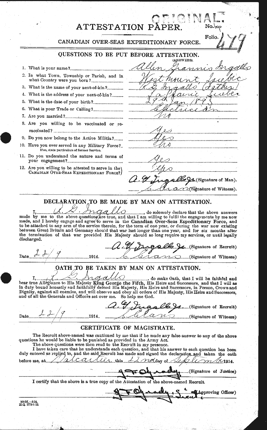 Personnel Records of the First World War - CEF 414903a