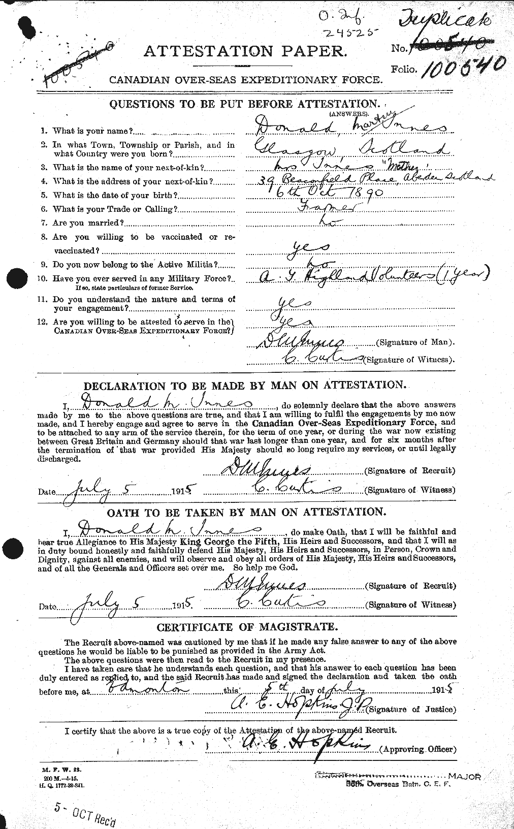 Personnel Records of the First World War - CEF 415395a