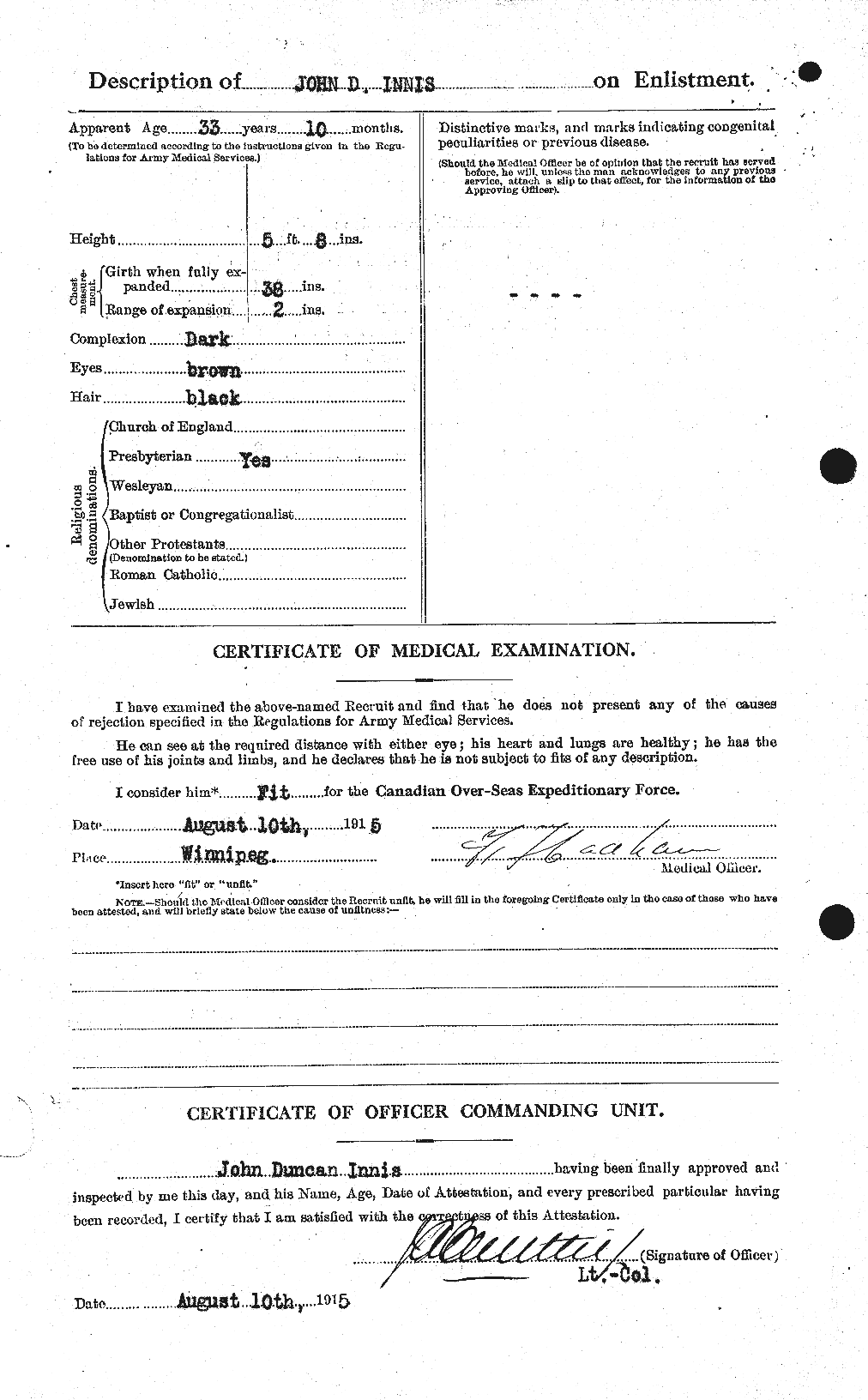 Dossiers du Personnel de la Première Guerre mondiale - CEC 415476b