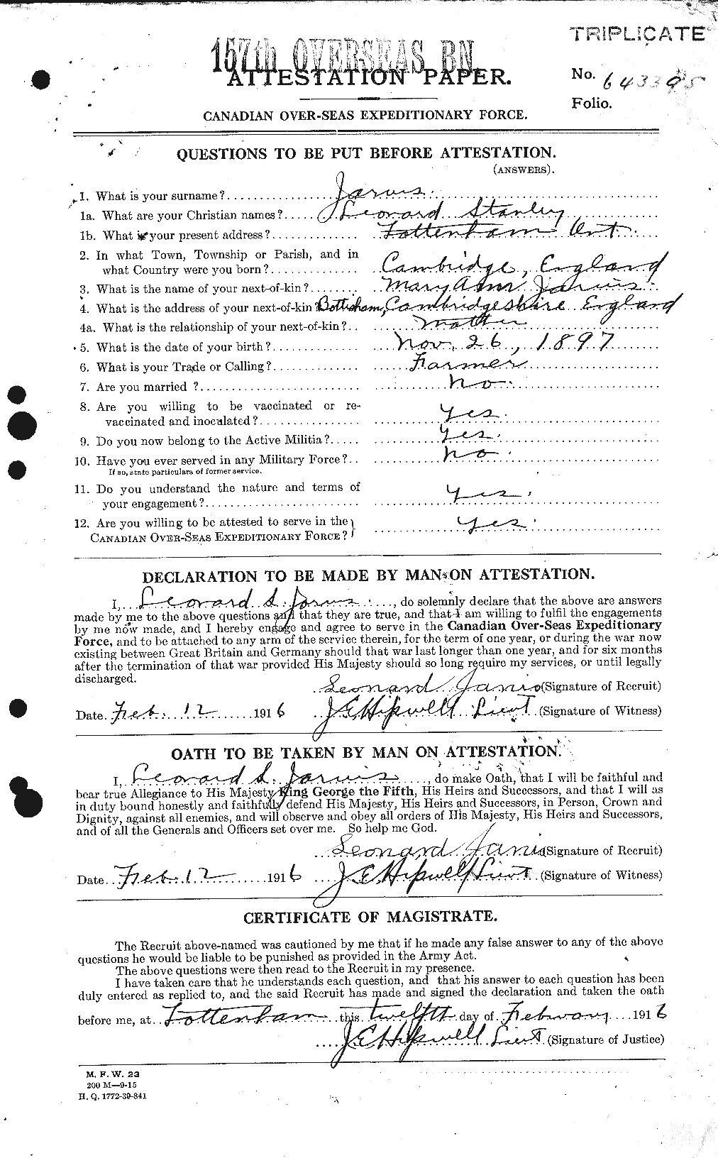 Personnel Records of the First World War - CEF 415833a