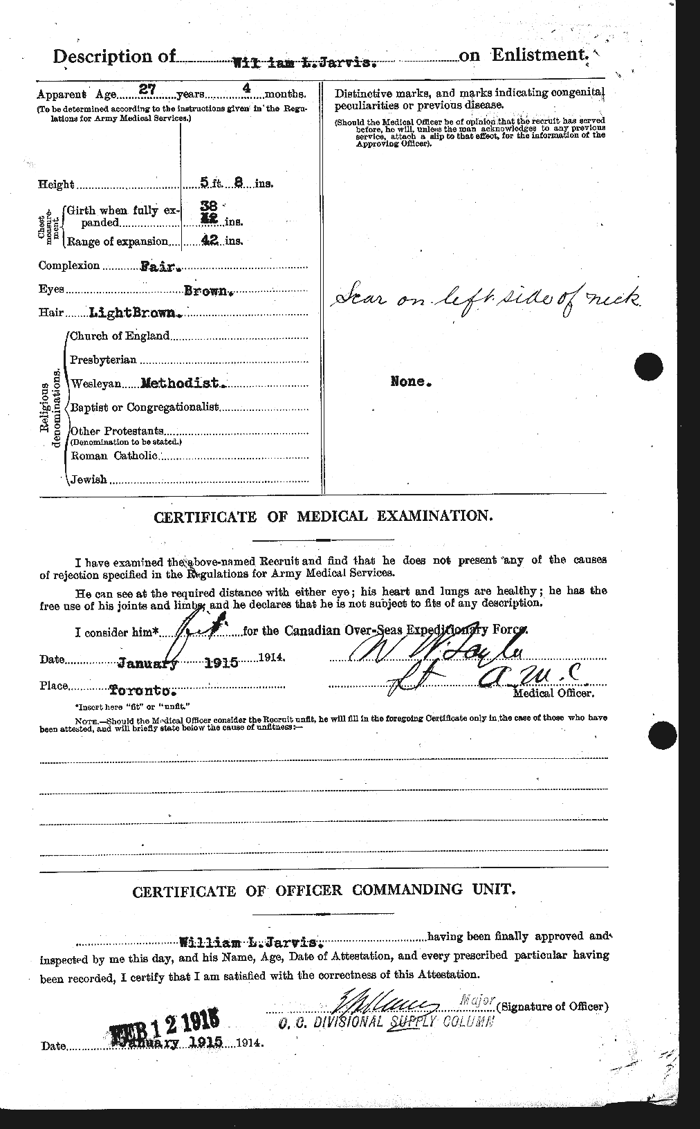 Dossiers du Personnel de la Première Guerre mondiale - CEC 415891b