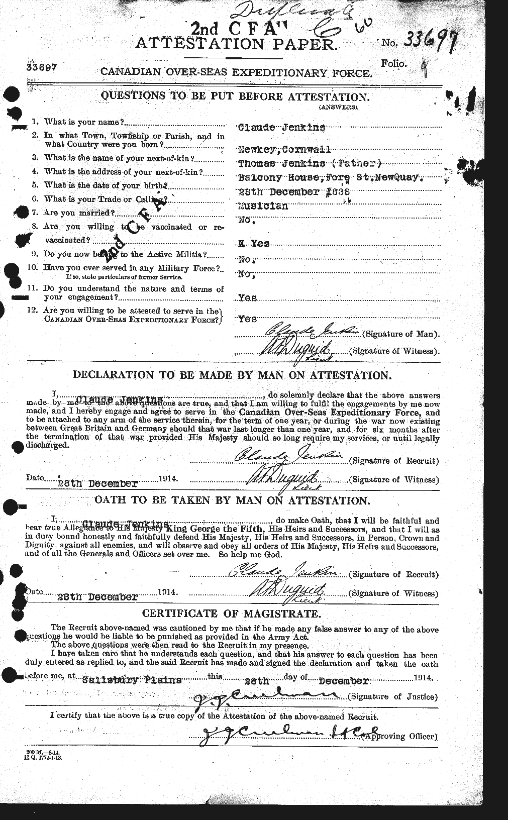Personnel Records of the First World War - CEF 416591a