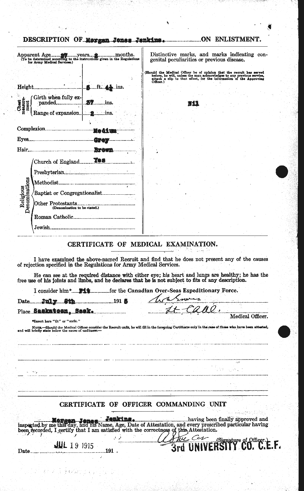Dossiers du Personnel de la Première Guerre mondiale - CEC 416740b