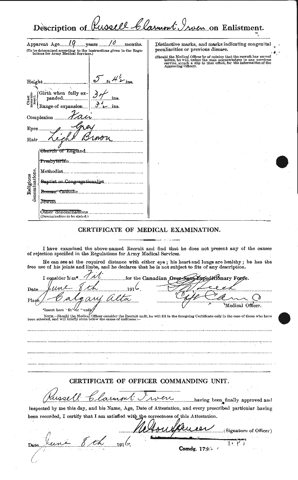 Dossiers du Personnel de la Première Guerre mondiale - CEC 417168b