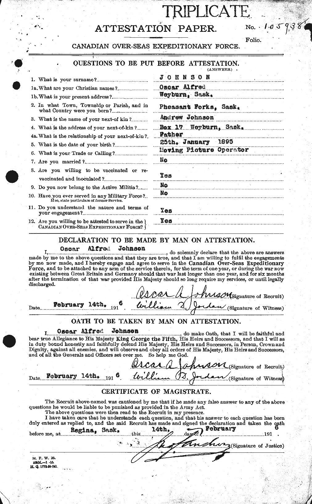 Dossiers du Personnel de la Première Guerre mondiale - CEC 417233a