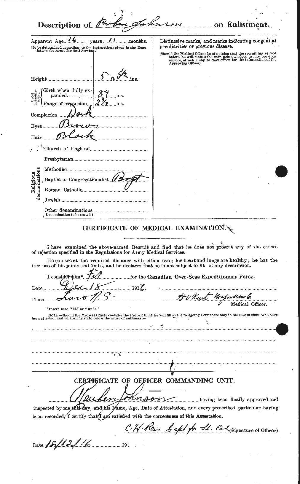 Dossiers du Personnel de la Première Guerre mondiale - CEC 417327b