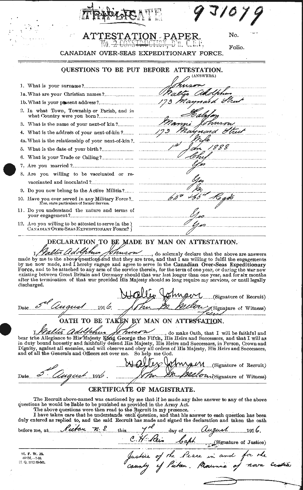 Dossiers du Personnel de la Première Guerre mondiale - CEC 417602a