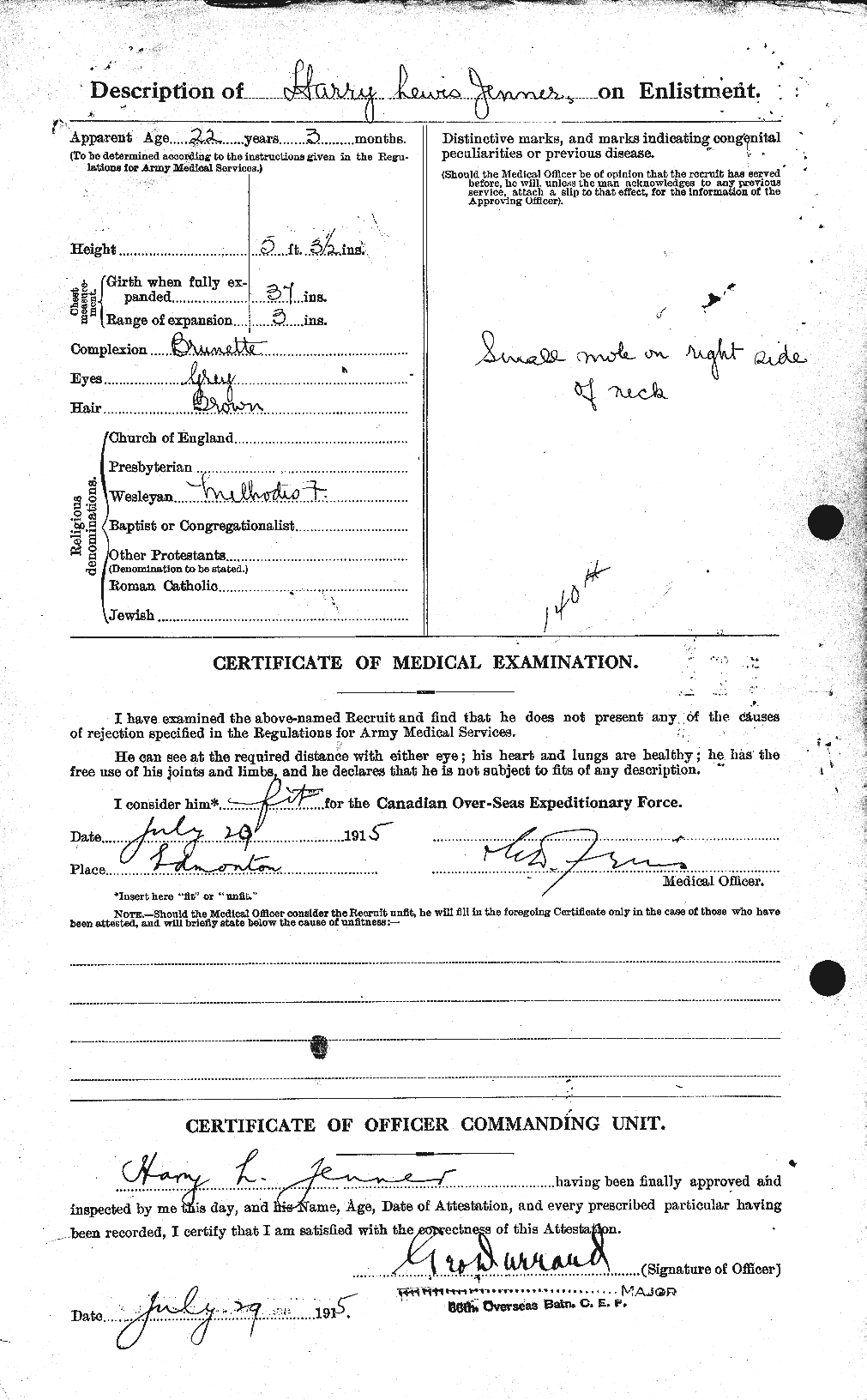 Dossiers du Personnel de la Première Guerre mondiale - CEC 418165b