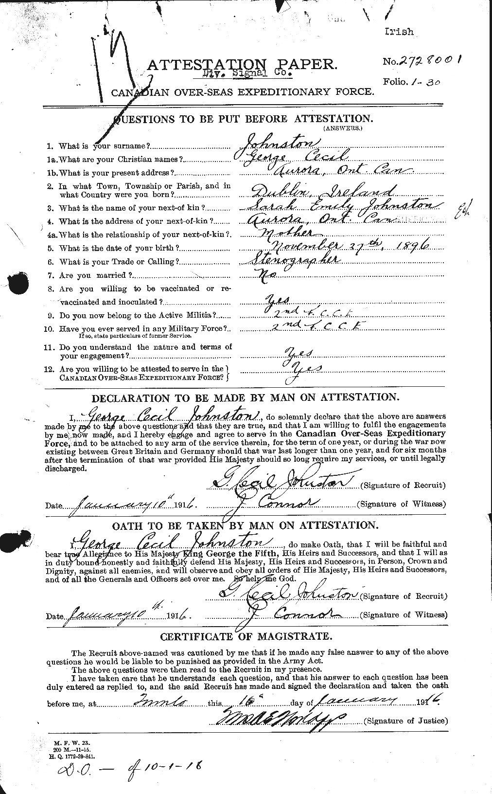 Personnel Records of the First World War - CEF 419412a