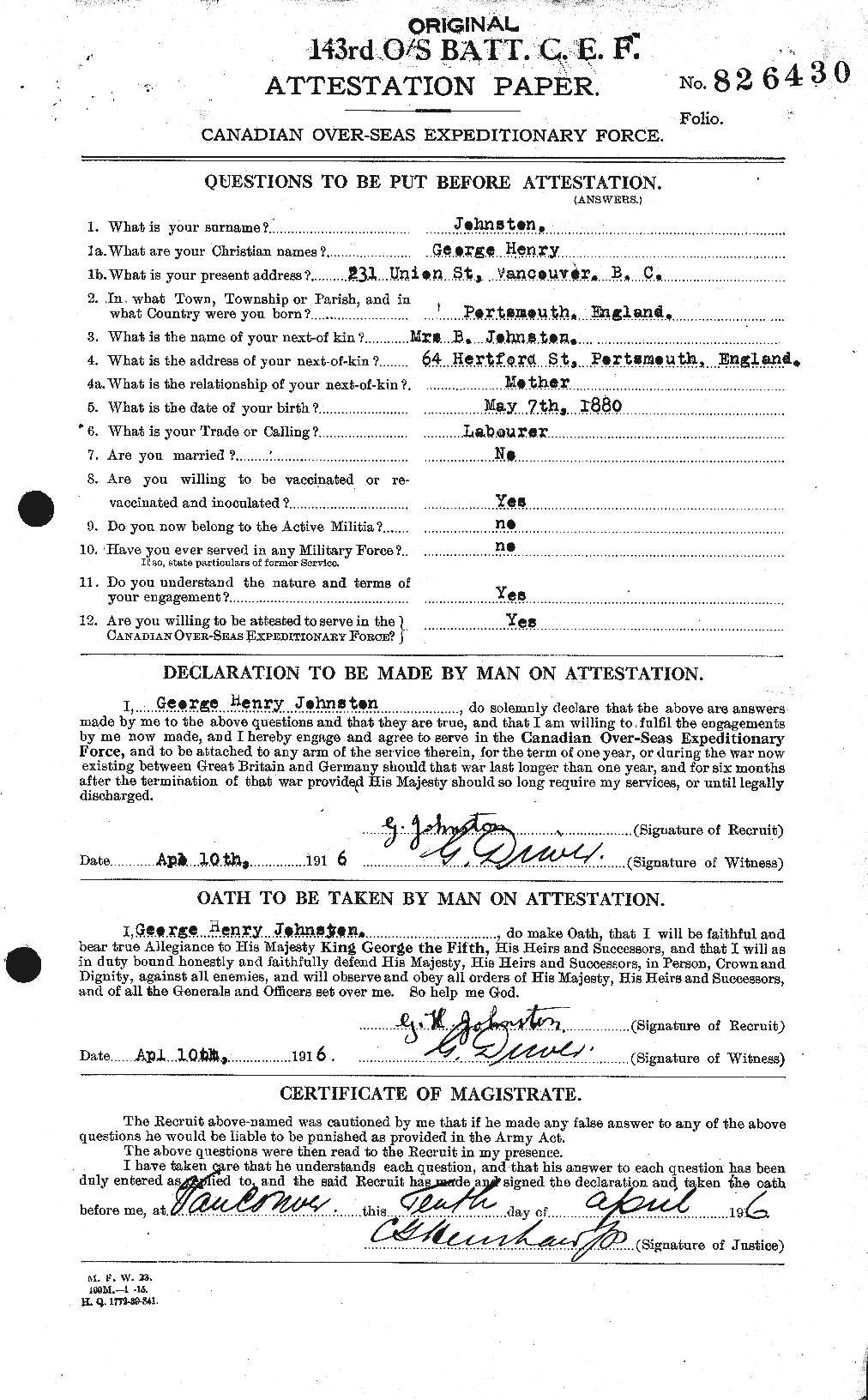 Personnel Records of the First World War - CEF 419426a
