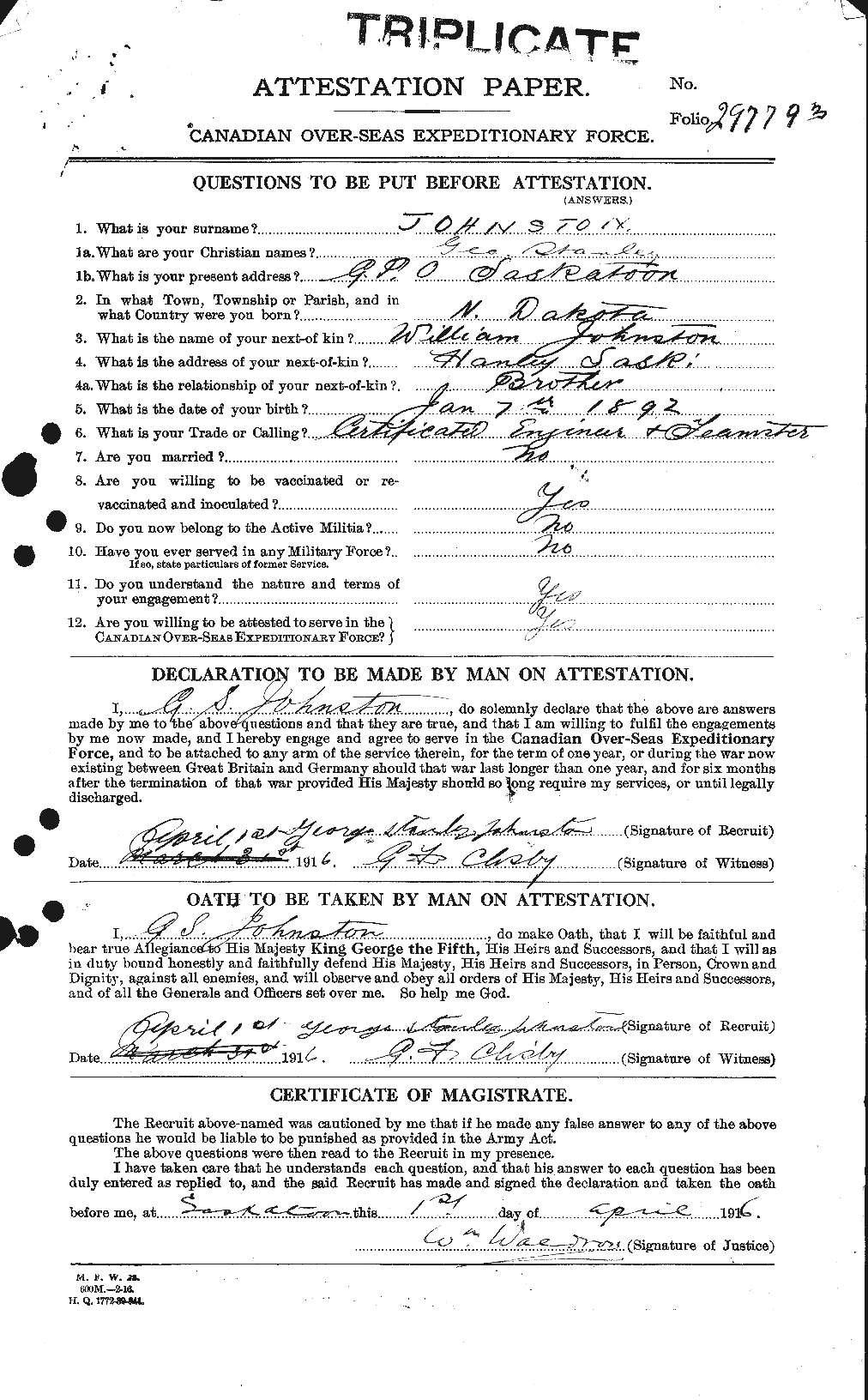 Personnel Records of the First World War - CEF 419445a