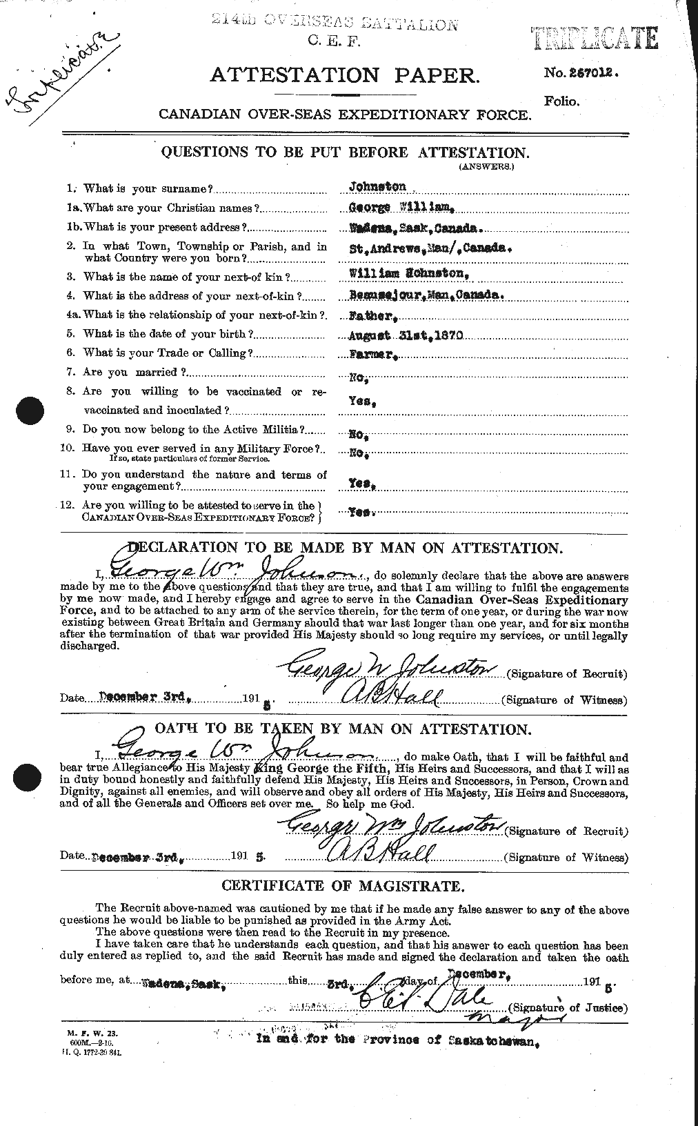 Personnel Records of the First World War - CEF 419454a