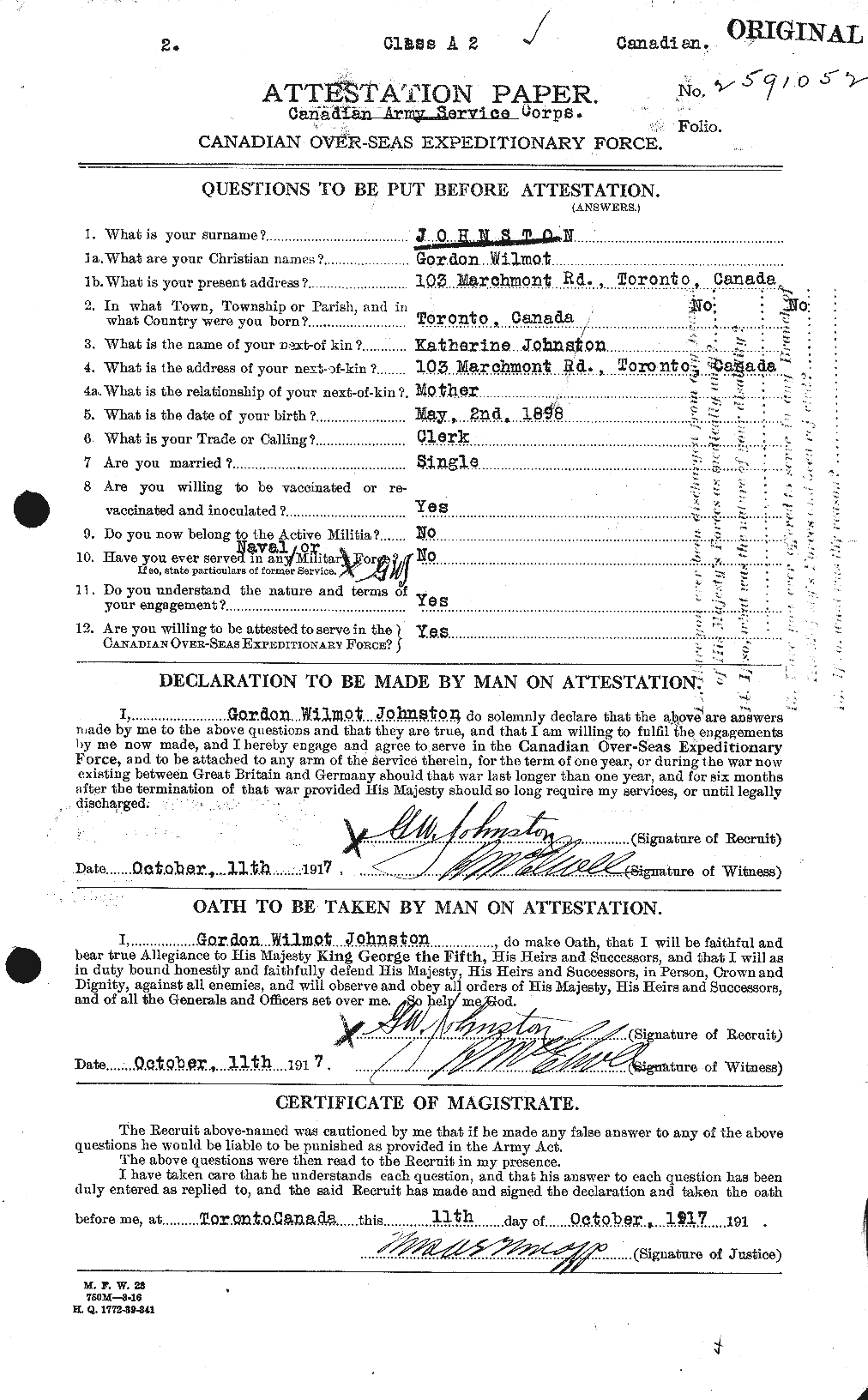 Personnel Records of the First World War - CEF 419474a
