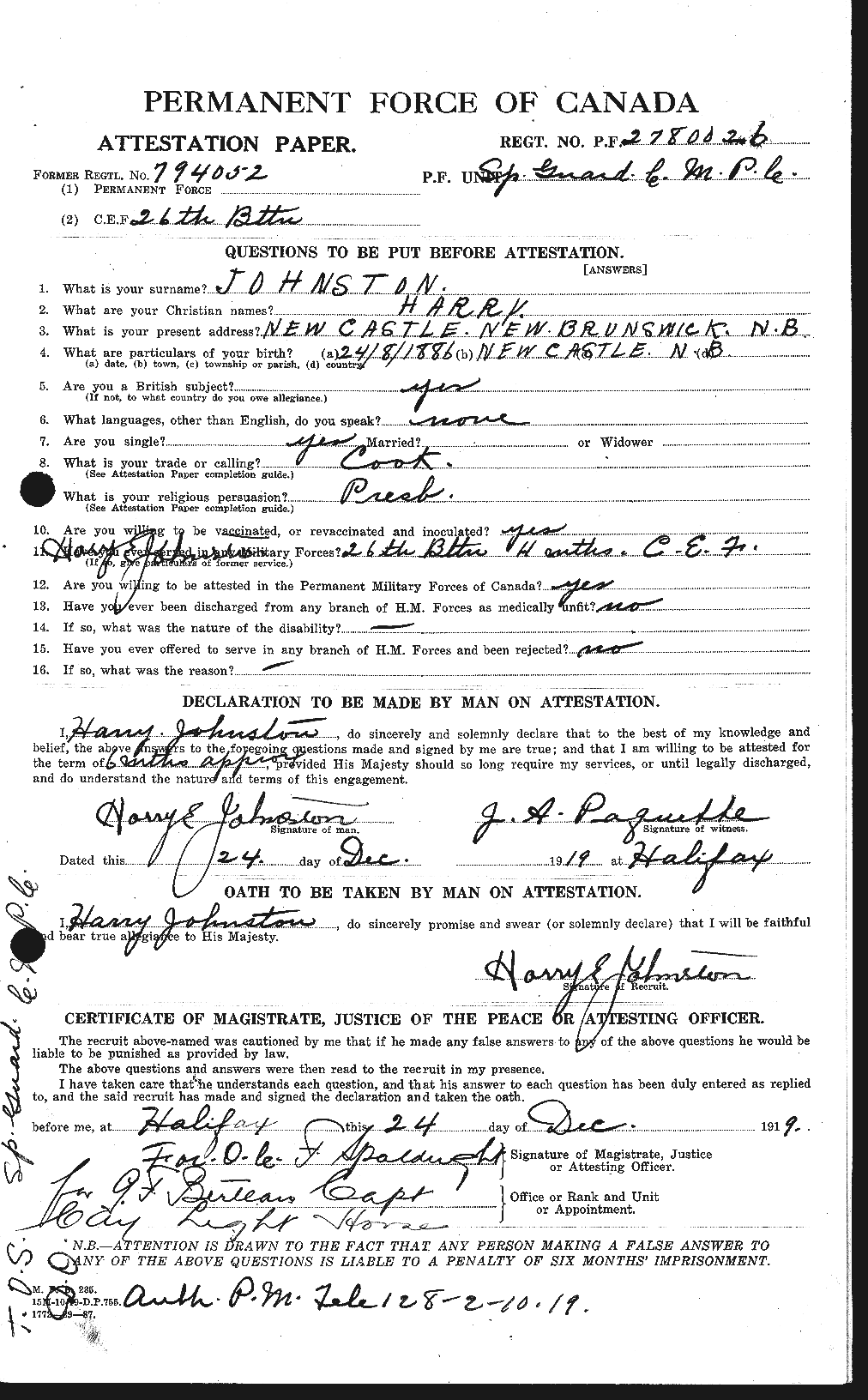 Personnel Records of the First World War - CEF 419501a