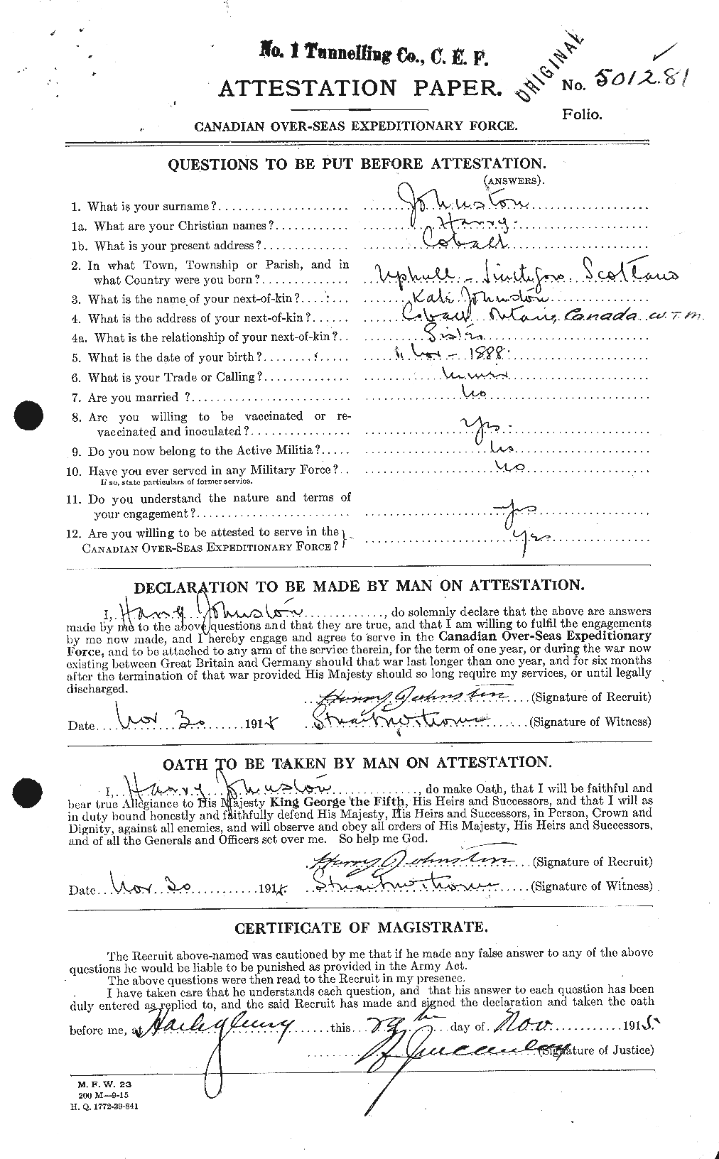 Personnel Records of the First World War - CEF 419505a