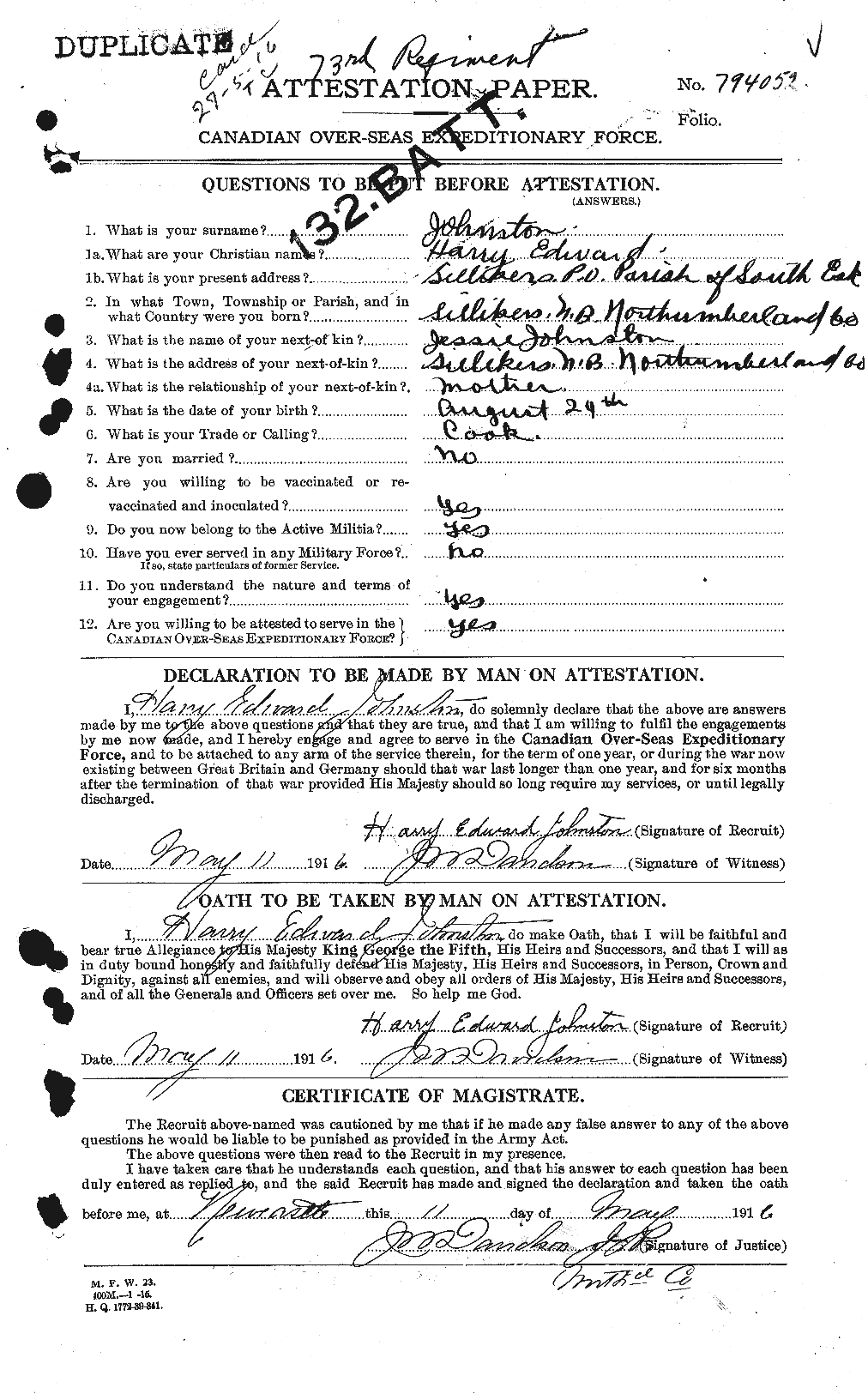 Personnel Records of the First World War - CEF 419514a