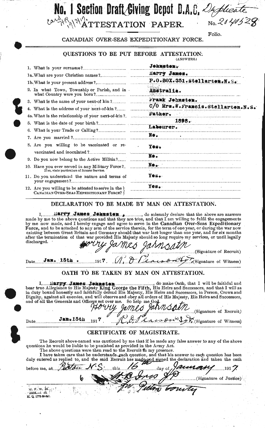 Personnel Records of the First World War - CEF 419519a
