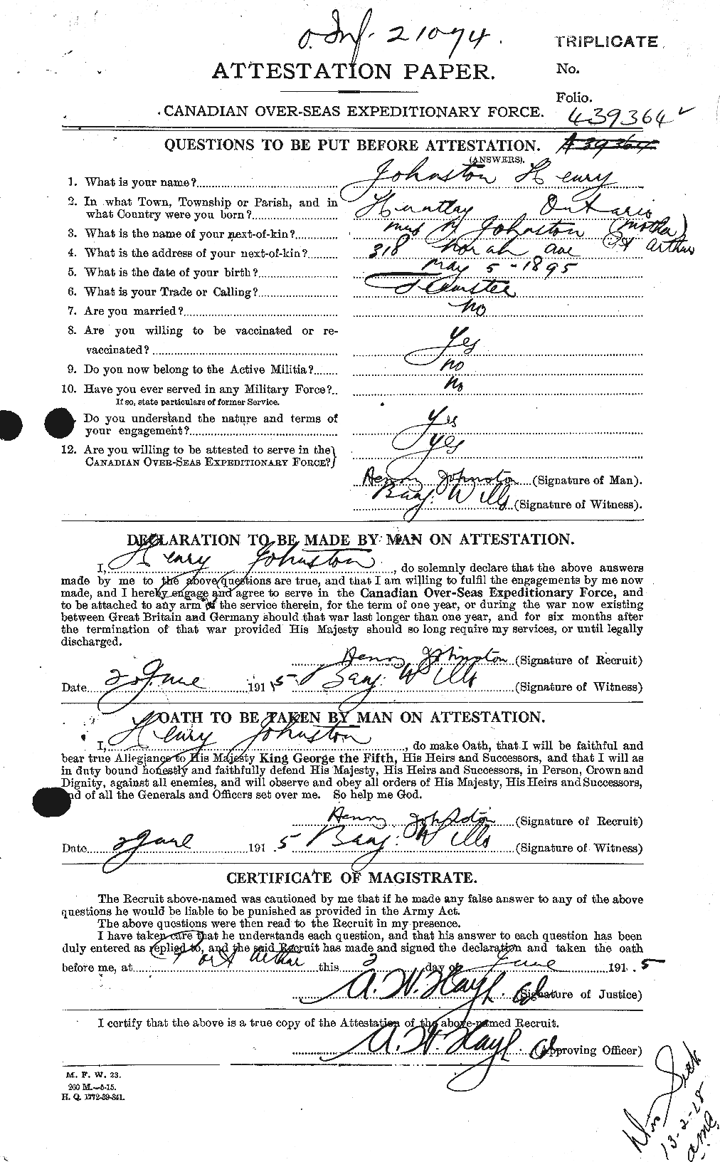 Personnel Records of the First World War - CEF 419537a