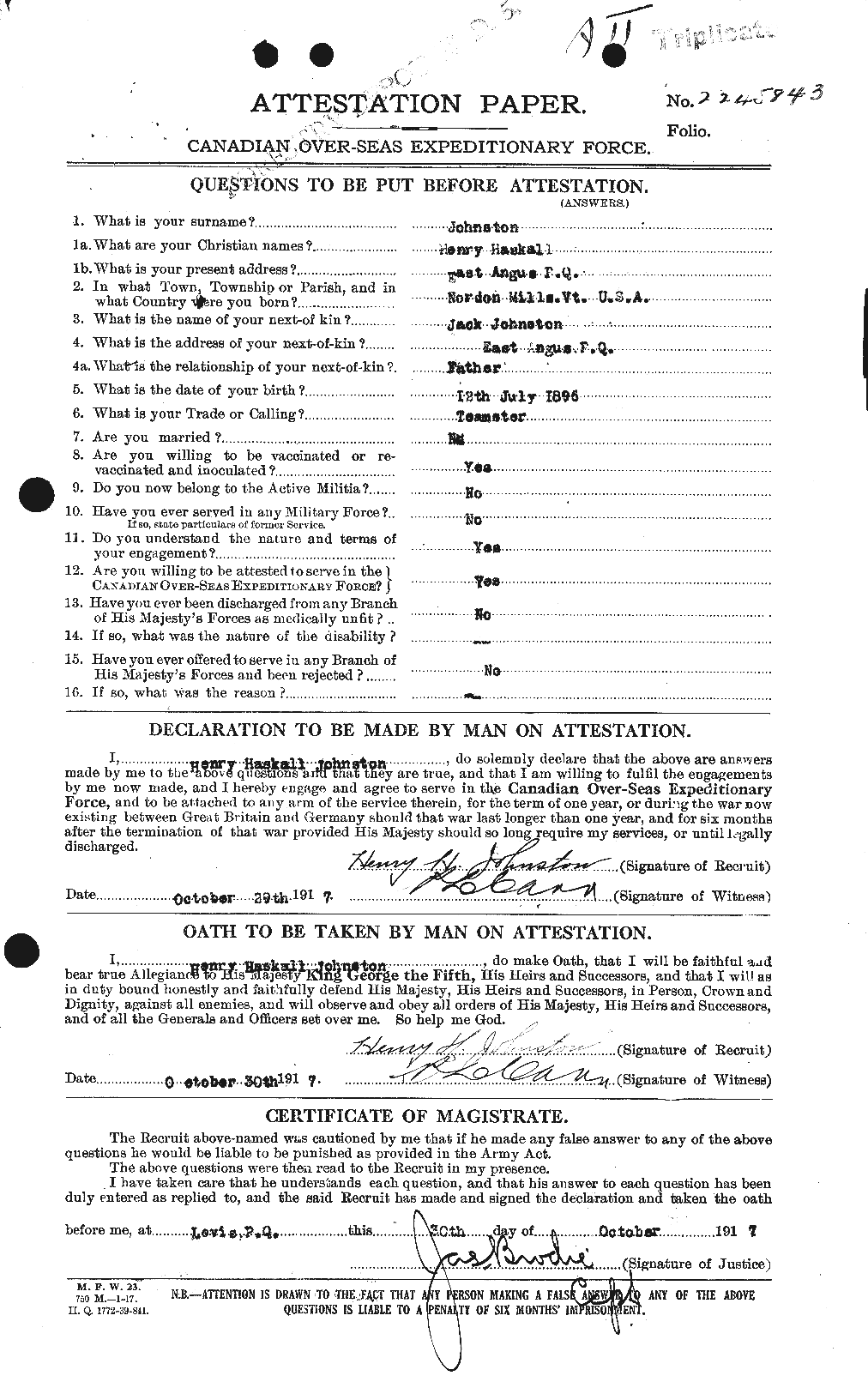 Personnel Records of the First World War - CEF 419543a
