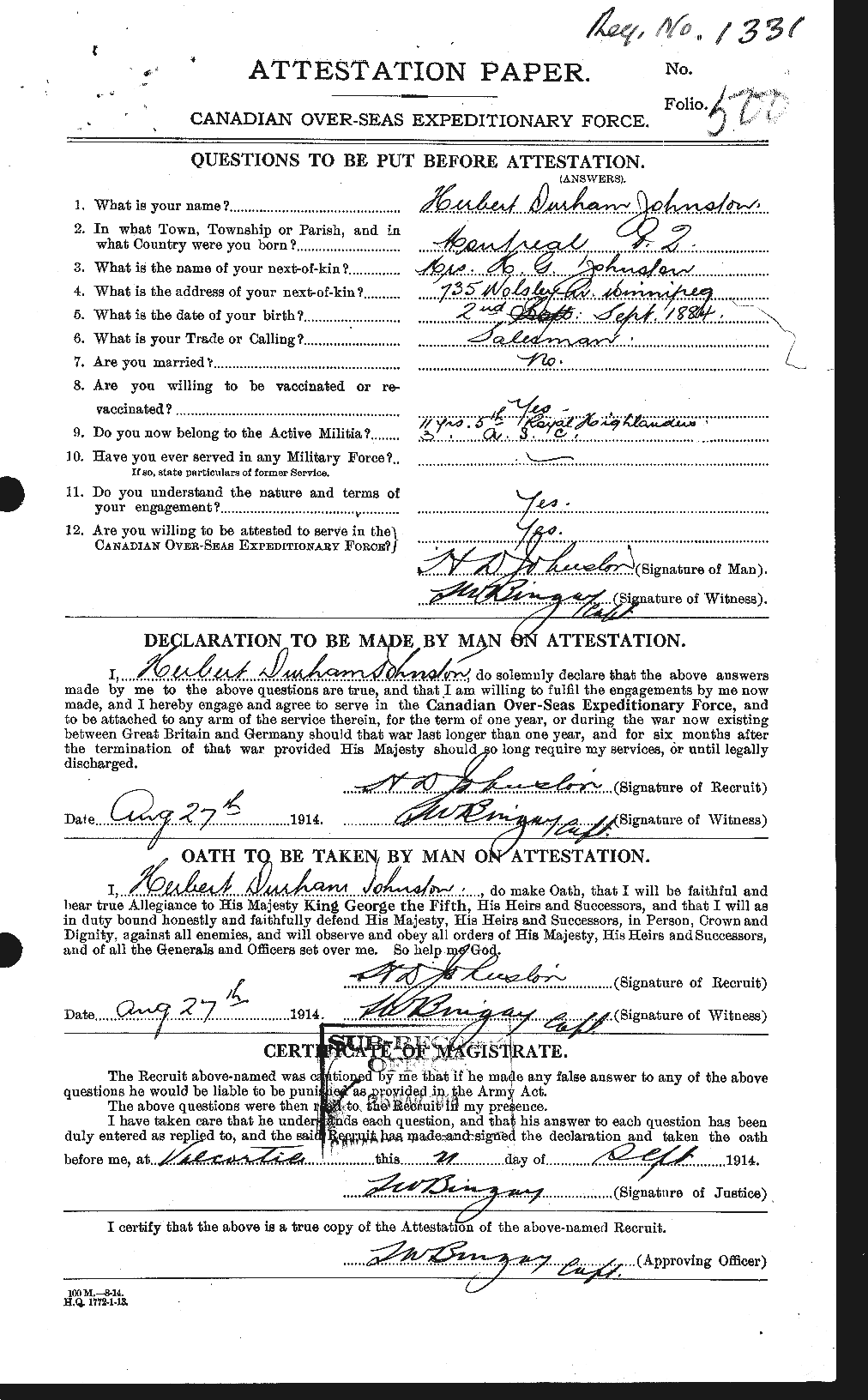 Personnel Records of the First World War - CEF 419556a