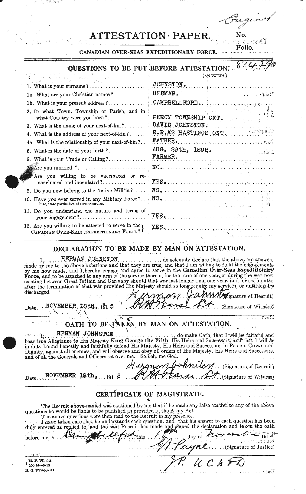 Personnel Records of the First World War - CEF 419563a