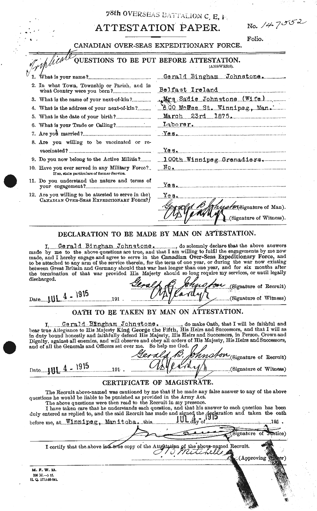 Personnel Records of the First World War - CEF 419598a