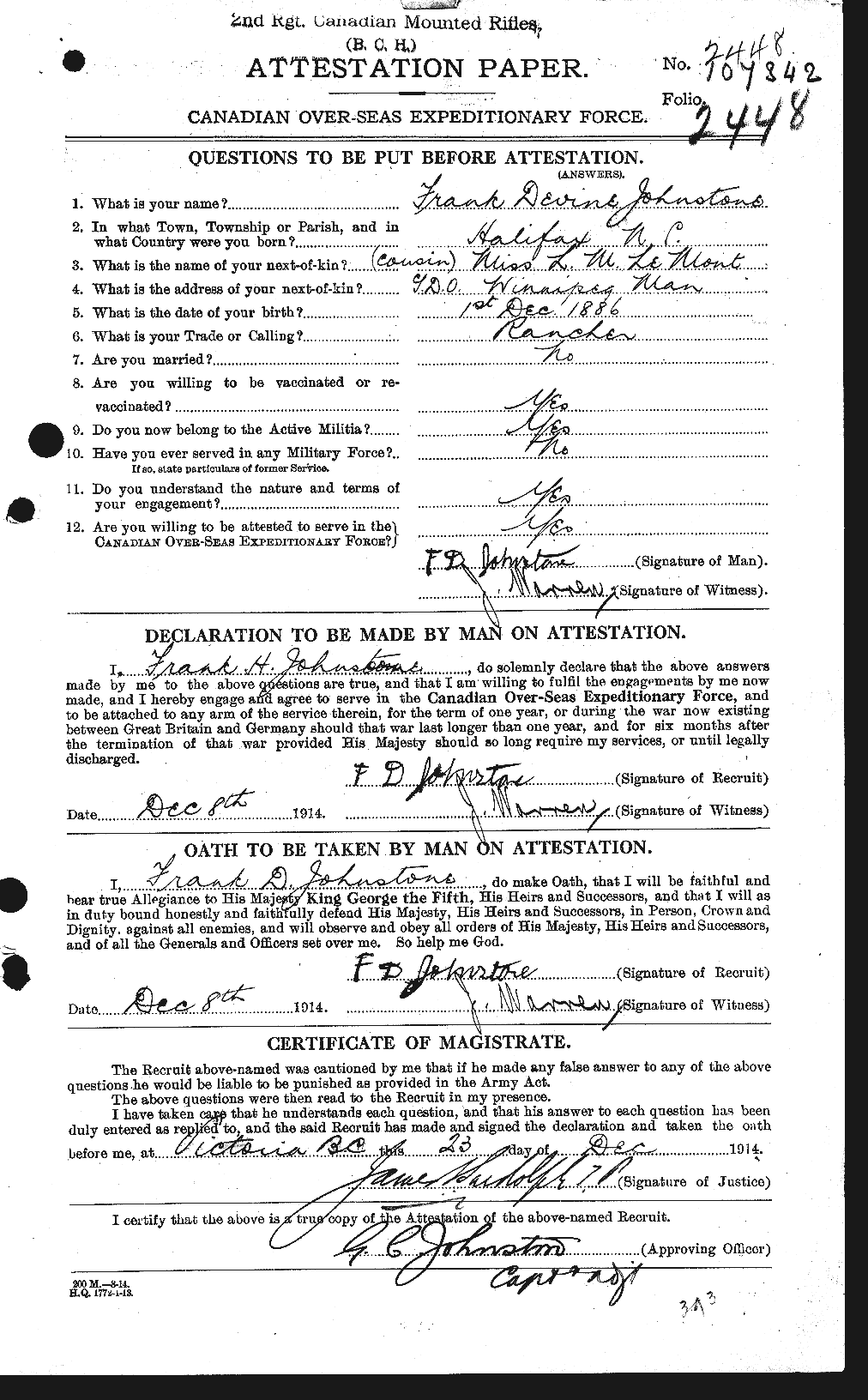 Personnel Records of the First World War - CEF 419615a