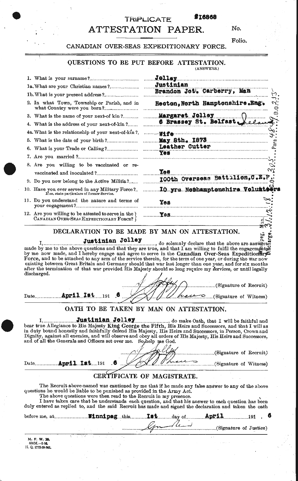 Personnel Records of the First World War - CEF 419867a